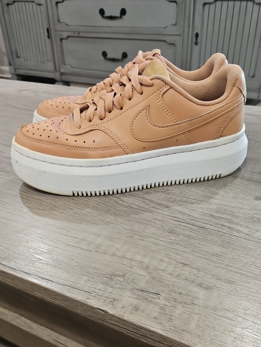 Nike Women’s light Cognac Platform Sneakers with White Sole size 7